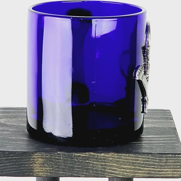 Vintage Cobalt Blue Pewter Flower Watering Pot Coffee Tea Hot Drink Mug, 10 Oz. - Picture 6 of 10